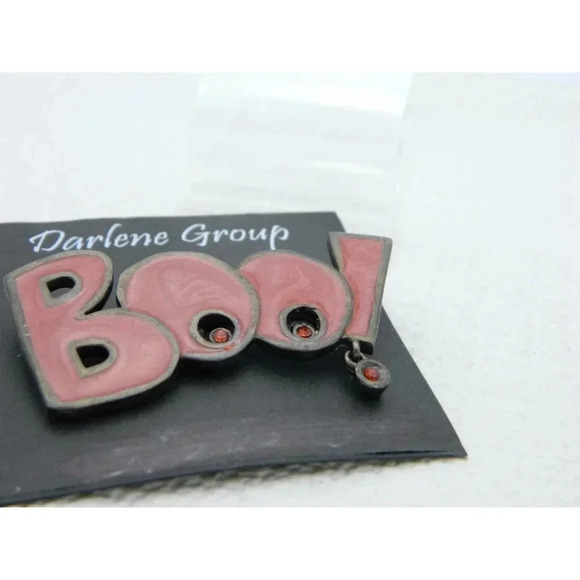 Halloween BOO Red Enamel Rhinestone Darlene - Picture 2 of 4